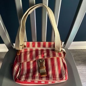 NWT GAL Bag - Red & White w Tan Accents - Lots of Pockets & Adjustable Strap